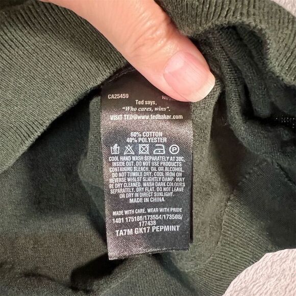 Ted Baker London Men's Pullover Sweater Size 2 Green Crew Neck Classic Preppy - Picture 6 of 10